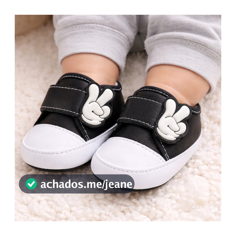 Tênis de Velcro Menino Com Aplicação Emborrachado Modelo Confortável RN 0 a 12 meses