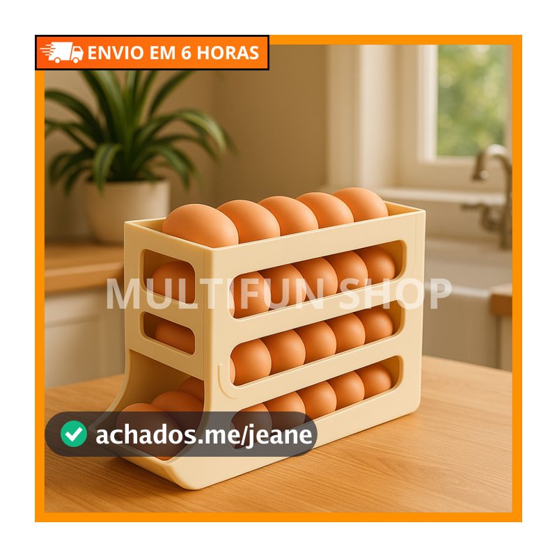 Dispenser Rolante Porta Ovos 4 Andares Para Geladeira 30 Ovos Empilhável Organizador Prático Cozinha