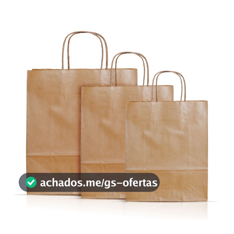 Sacola Papel Kraft Alça PP, P, M, G 50und lembrancinha presente Páscoa caixa sapato natural delivery