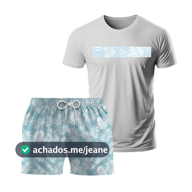 Kit Masculino Camiseta Short Camisa Conjunto Tactel Sair Presente Moda Praia Verão 2026 Fim de Ano Ferias Envio Rapido