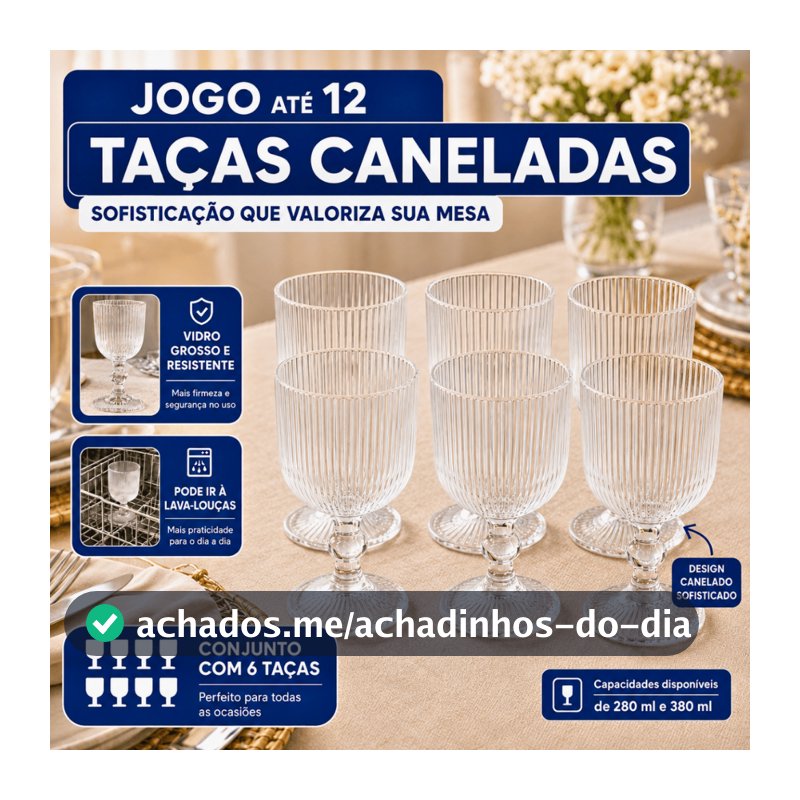 Jogo Taças Caneladas Vidro Grosso Design Luxo Grafiato Elegante Versalhes Buffet Drink 6 ou 12