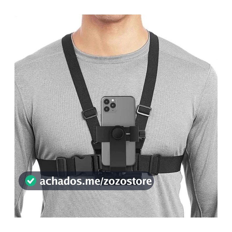 Suporte de peito ajustável para telefones celulares e câmeras GoPro para peito de motocicleta e bicicleta