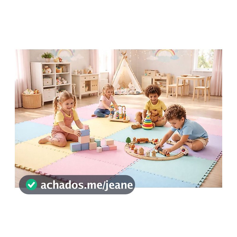 Kit 12 tatames Candy Colors Infantil 50x50 10mm (1cm) Antiderrapante Quarto Brinquedoteca