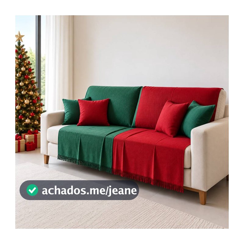 Kit 2 Mantas para Sofá 210x120 Natal Manta Natalina de Sofá Decoração Grande 100% Algodão Protetora