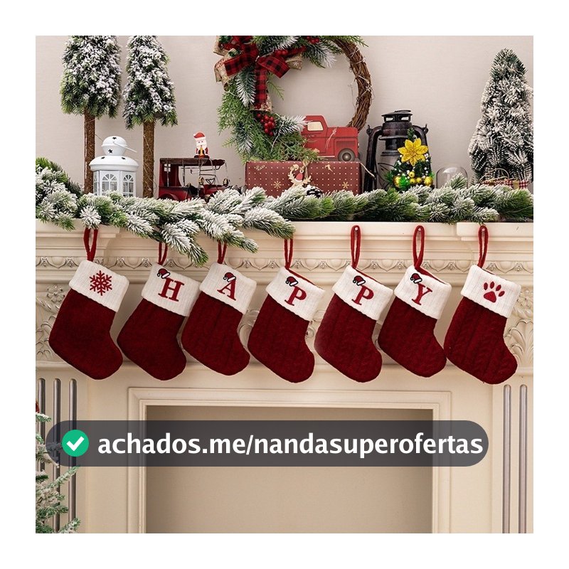 Meias De Natal Alfabeto De Tricotar Floco De Neve Cartas Vermelhas Árvore De Decoração