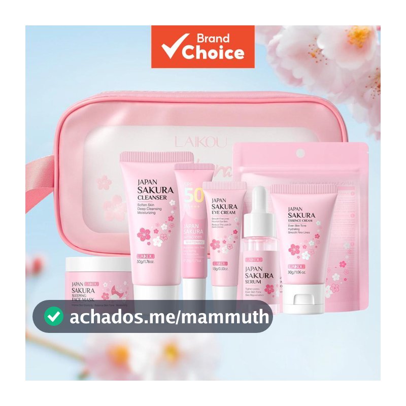 Conjunto de Cuidados com a Pele LAIKOU Sakura - Hidratante, Ilumina o Tom da Pele, Brilho, Presente de Aniversário ou