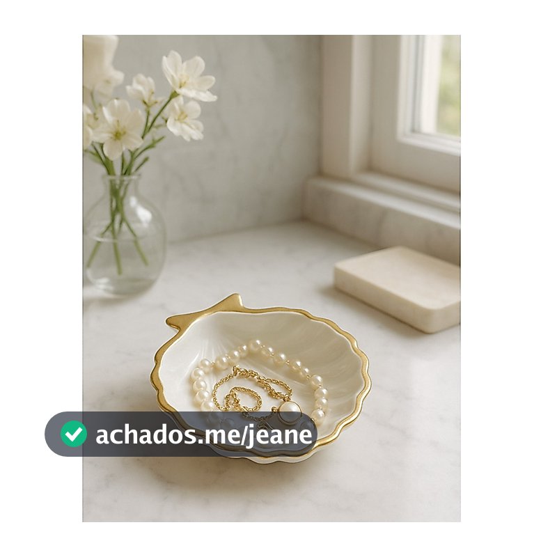 Concha Porta Joias Branca Decorativa Luxo para Quarto e Banheiro