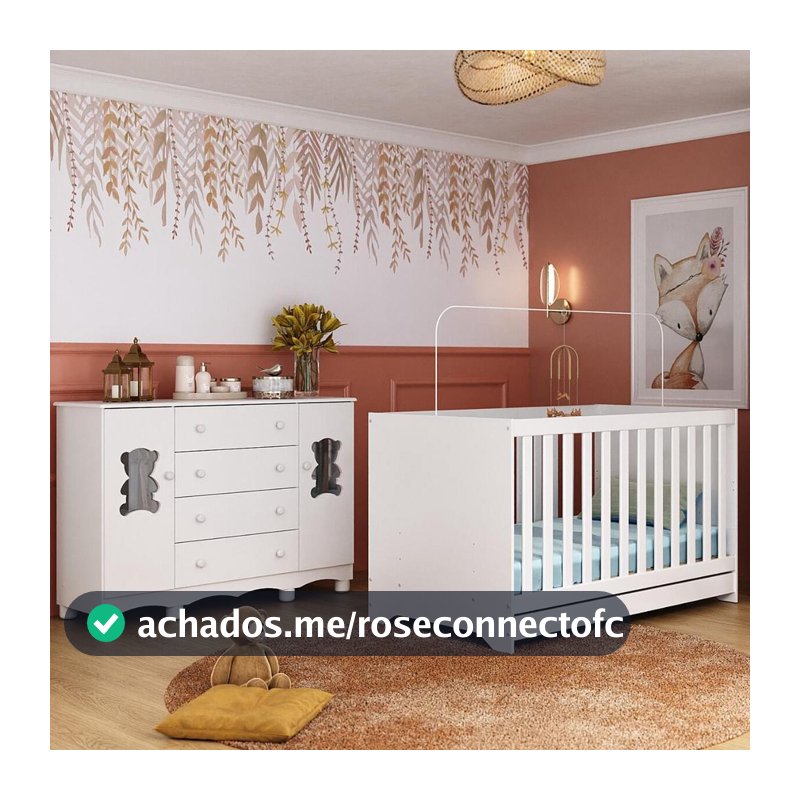 Berço Americano 3 em 1 com Cômoda 2 Portas 4 Gavetas Ternura Multimóveis MP4730