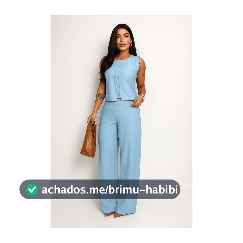 Conjunto Alfaiataria Colete e Calça Pantalona Cintura Alta Social Sensoriale Marrant Elegante M G GG