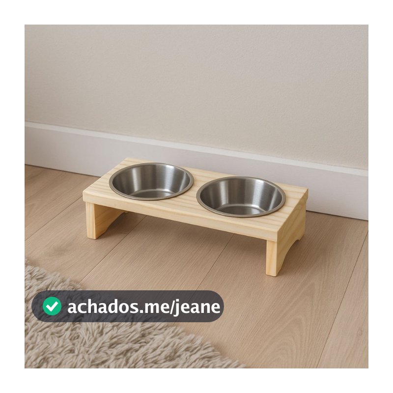 Comedouro e Bebedouro Madeira Pinus e Aluminio pra Cachorro ou Gato