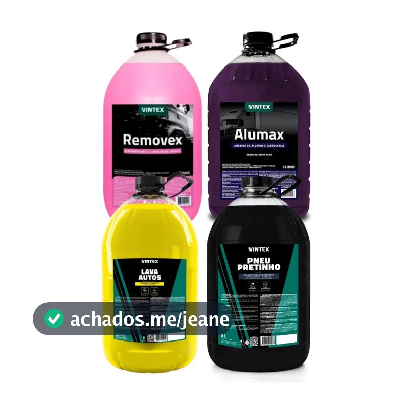 Kit Lavagem Automotiva Vintex Vonixx - Lava Autos, Alumax, Removex e Pneu Pretinho 5L