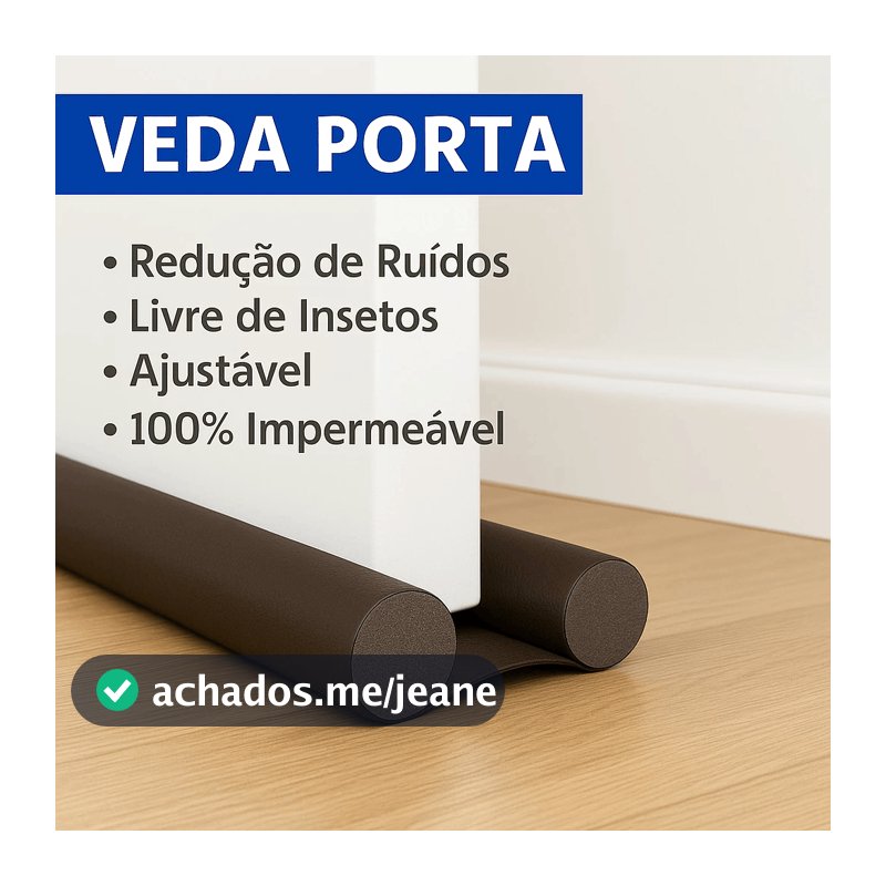 Veda Porta Protetor Rolinho 80Cm Impermeável Proteção Dupla Preto e Marrom