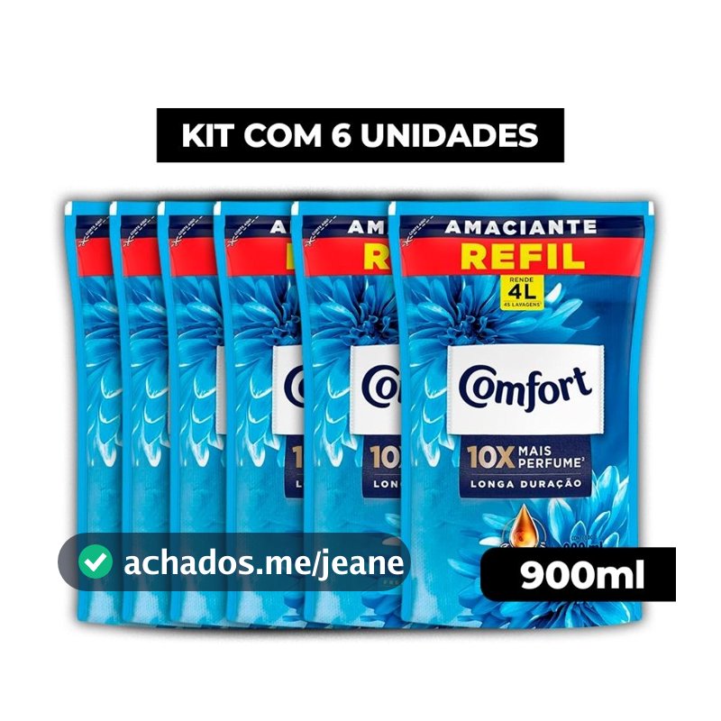 Amaciante Concentrado Comfort Frescor Intenso 900ml Sachê Refil