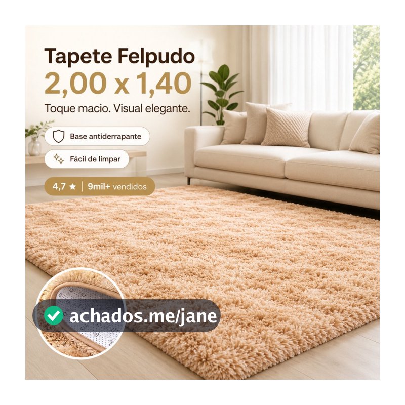 Tapete 2,00 X 1,30 Peludo Felpudo 4 Cm TexFine Felpudo Sala ou Quarto