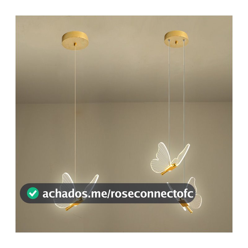 Pendente Dourado Borboleta De Luz LED de 3 cores em 1 luminária de teto do quarto Bivolt