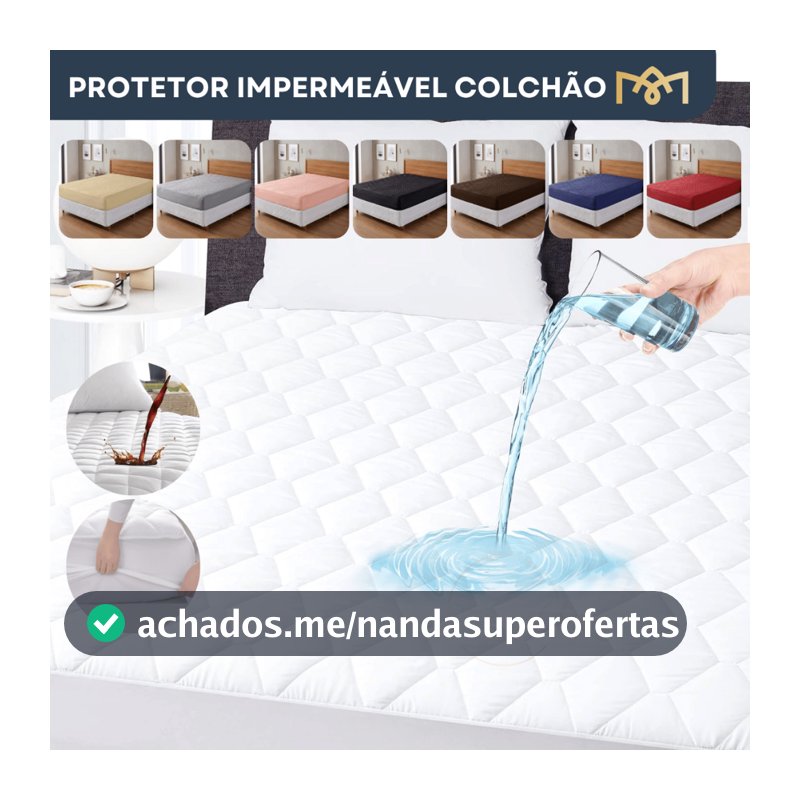 Capa Protetora Impermeável Matelado P/ Colchão Solteiro, Casal, Queen E King Antialérgico Antiácaro
