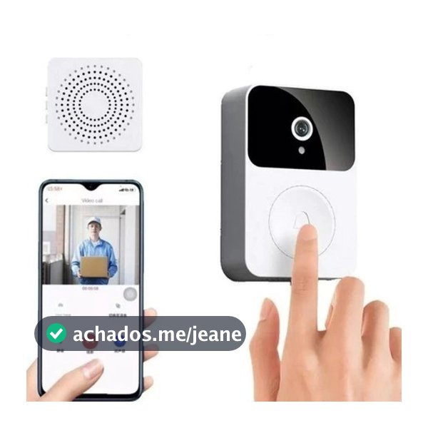 Campainha Com Câmera Vídeo Porteiro Sem Fio Wi-Fi HD Inteligente Smart Home Vê Pelo Celular Recarregável
