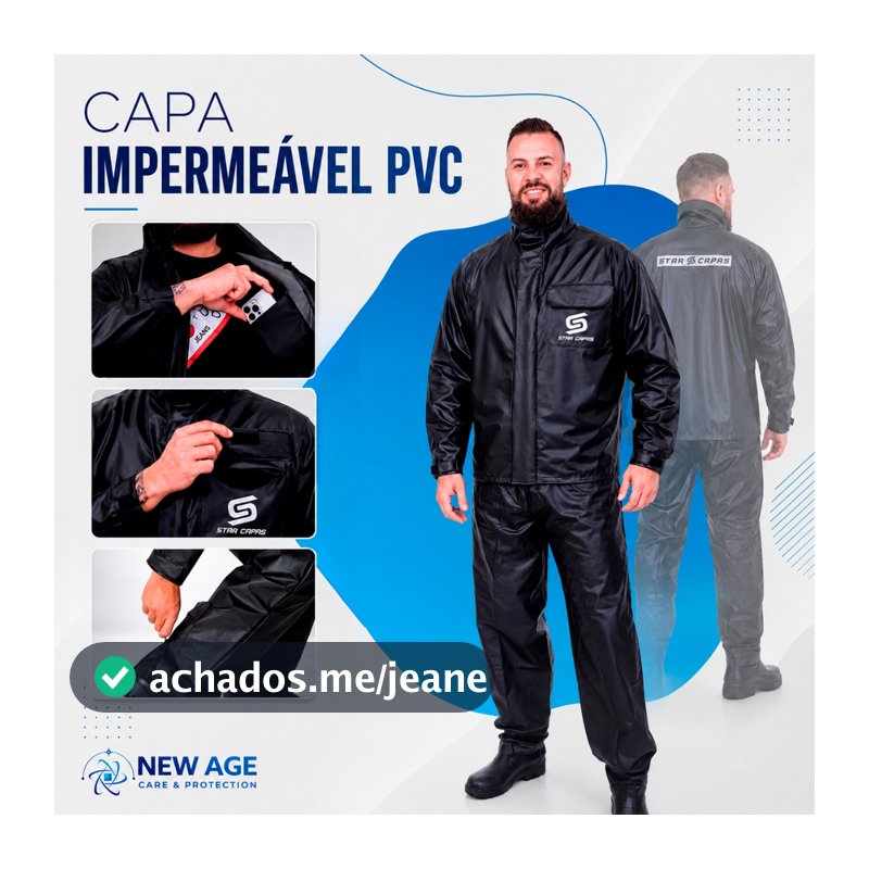 Conjunto Capa Chuva  PVC Moto Impermeável Com Gola Completo Motoqueiro Adulto