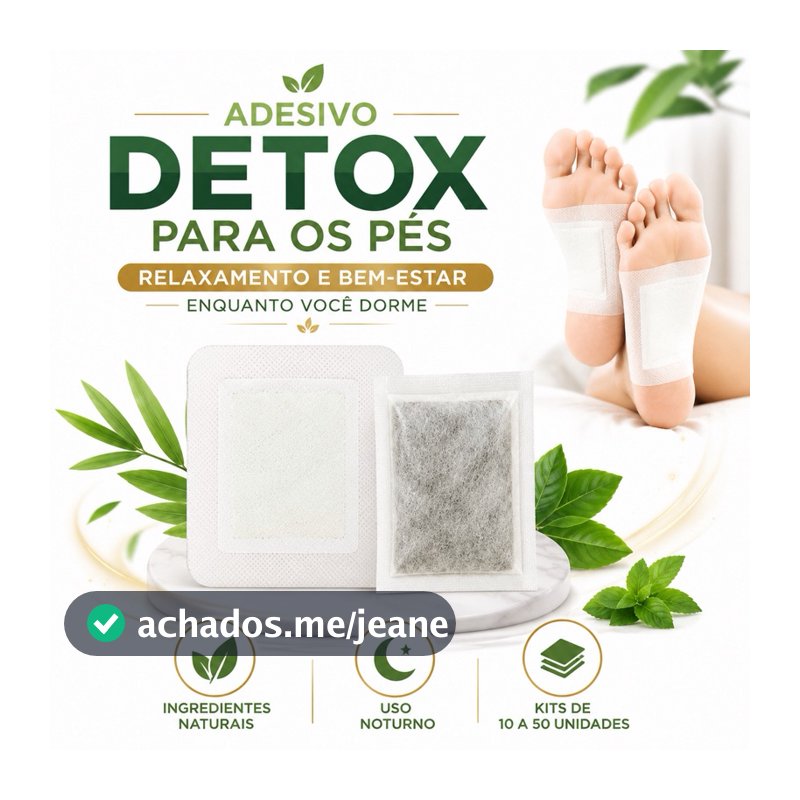 Adesivo Detox Para os Pés Kit 10 a 50 Foot Patch Natural Relaxamento Bem Estar Uso Noturno Pés Cansa