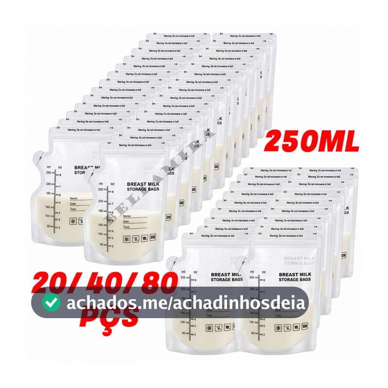 Kit 20/40/80 Pçs Un Saco Saquinhos Congelar Leite Maternidade Bebê