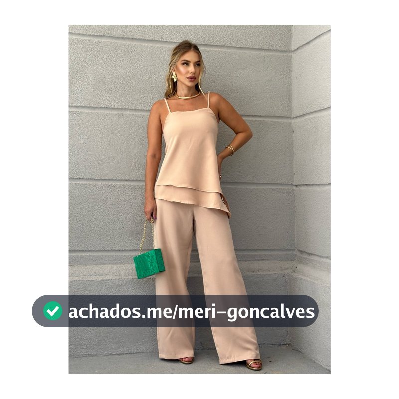 EMILI Conjunto Tunica Calça Pantalona e Blusa Regata Bata/Alcinha Regualar/Pantalona/ Ziper e Botões/ Bata Fenda - S783
