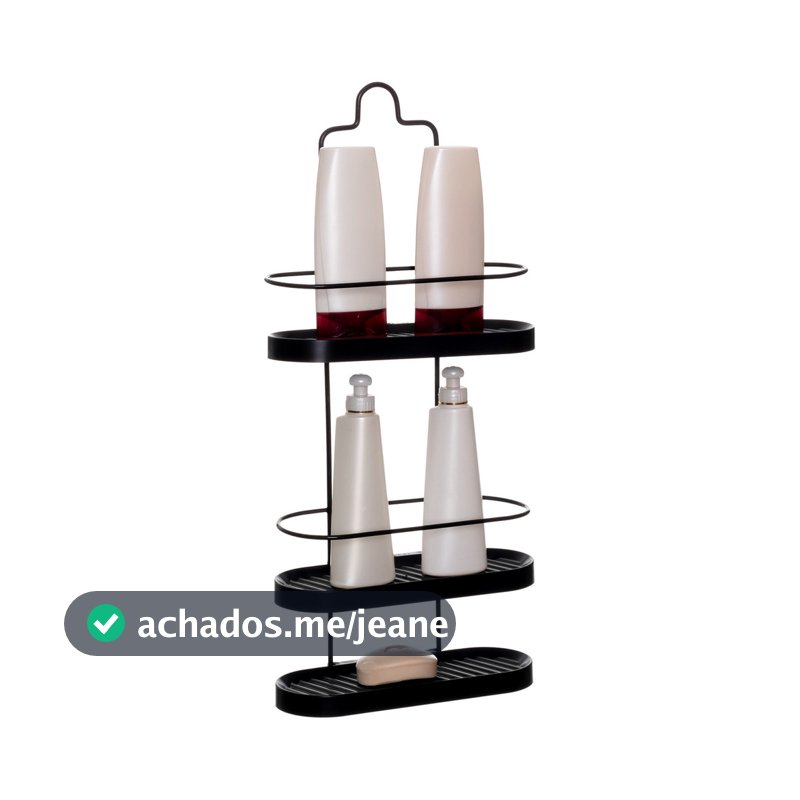 Suporte Para Shampoo Pendurar Registro Banheiro Triplo Preto