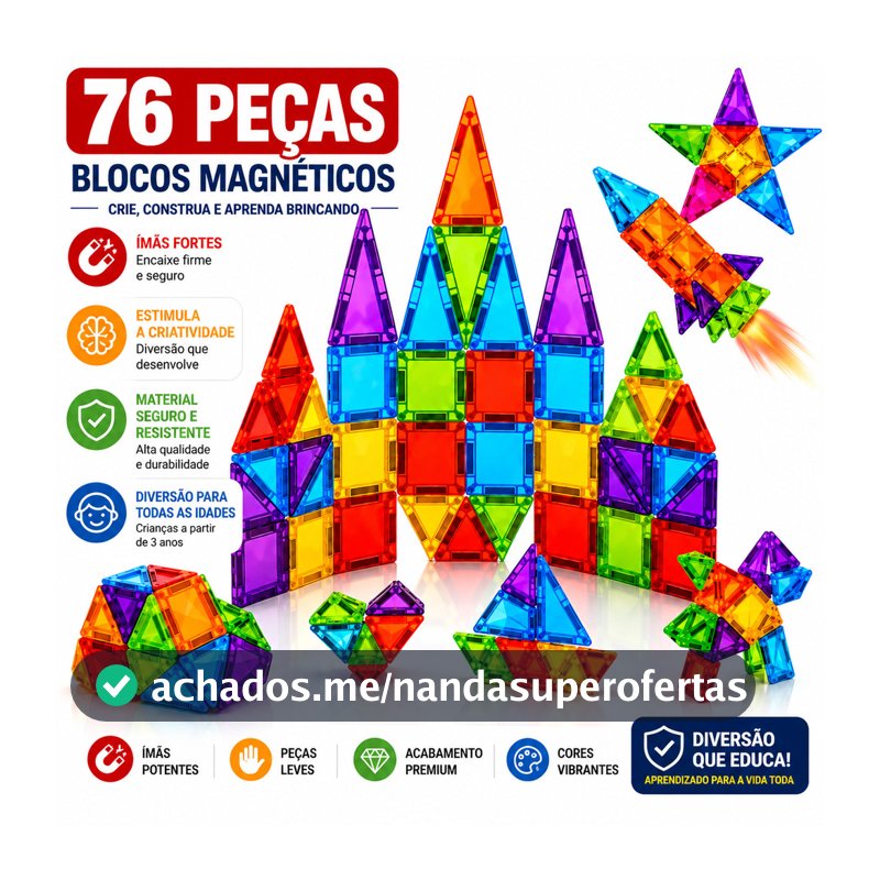 Mini Blocos 3D De Montar Brinquedo Magnético Construção Educativo Infantil 3D