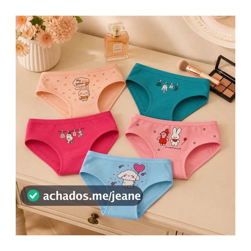 Calcinha Infantil Menina Kit 5 ou 10 Peças Importada Estampada Tam 2 a 10 Anos Conforto Dia a Dia