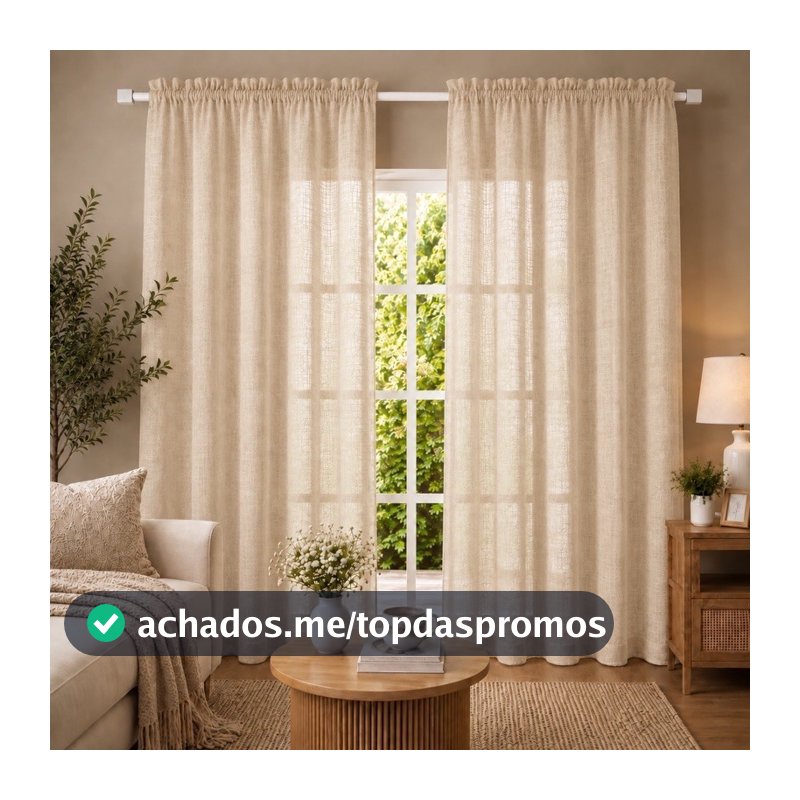 Cortina Linho Flamê Para Sala e Quarto Varão Passante Premium 2 mt Com Varias Altura Elegância e Leveza