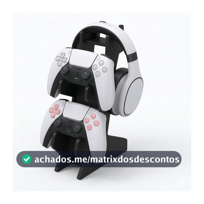 Suporte Porta Controle Xbox One X / S Ps4 Ps5 Fone Preto Mdf