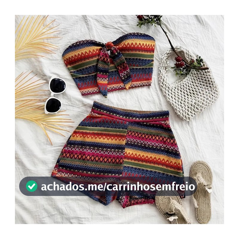 Conjunto de 2 peças de meia-calça feminina de férias e Shorts texturizados de cintura alta
