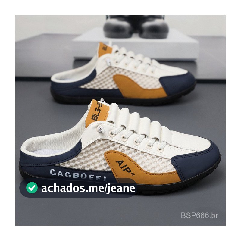 Baotou sapatos de meio suporte masculinos 2026 verão novo estilo malha respirável deslizamento em sapatos preguiçosos mo