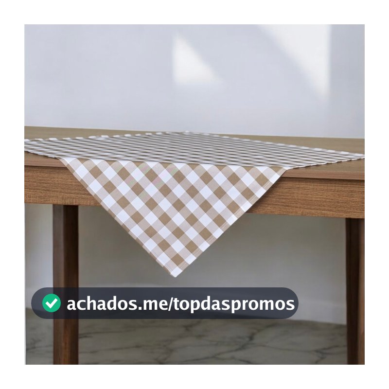 Toalha de Chá 70x70cm em Tecido Oxford Xadrez Avelã