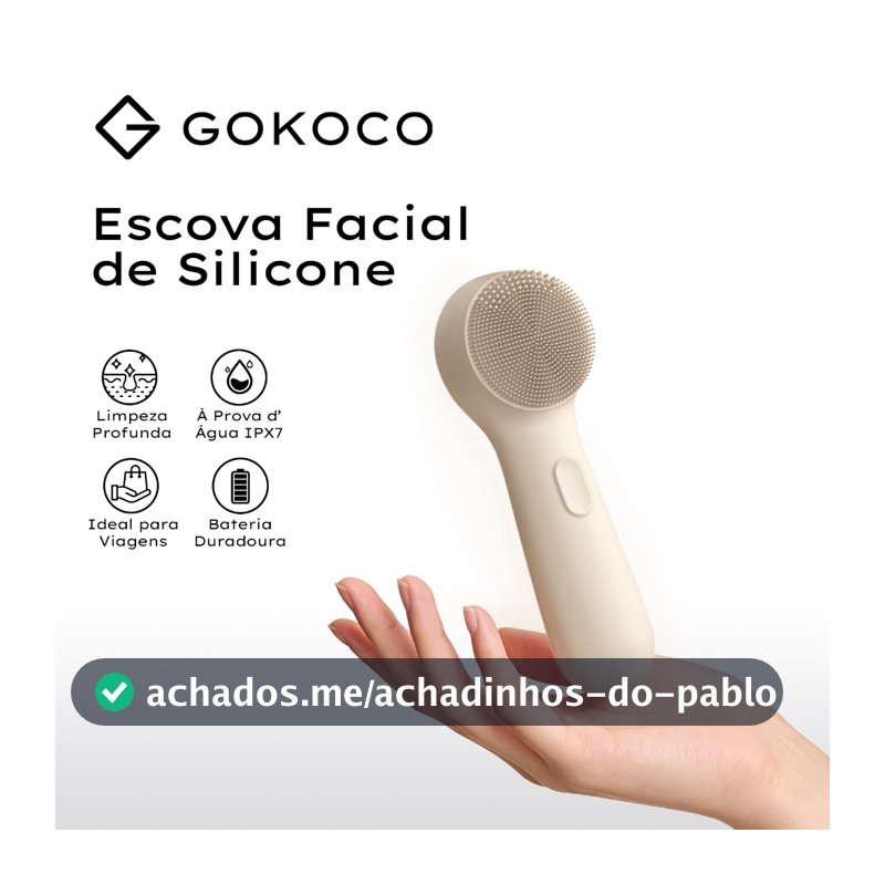 GOKOCO Escova Facial de Silicone Sônica IPX7 Recarregável 3 Níveis Limpeza Profunda Portátil Tipo-C