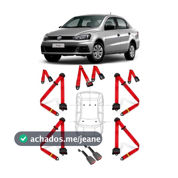 Conjunto cinto de segurança 5 bancos Volkswagen Voyage com fecho