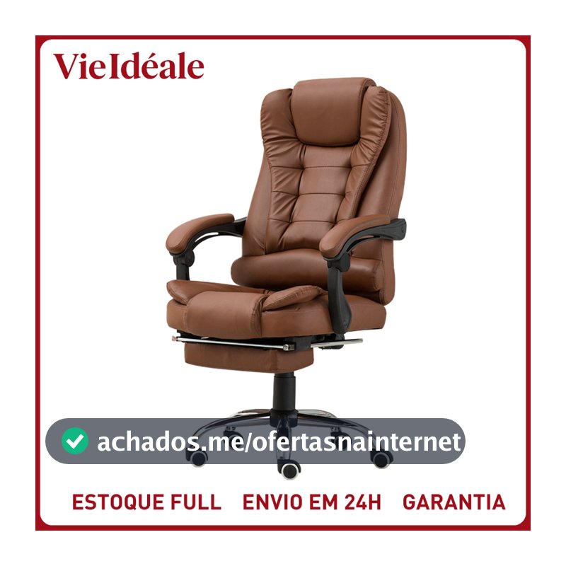 Cadeira de escritório presidente, cadeira de home office com apoio para os pés e encosto ajustável（marrom）