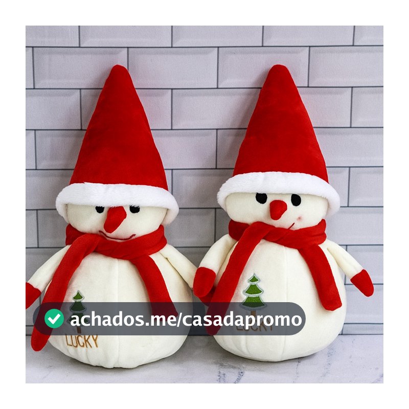 Kit 2 Bonecos de Neve Pelúcia 22cm Urso Enfeite Natal Decoração Presente Natalino Casa Árvore/ENVIO IMEDIATO