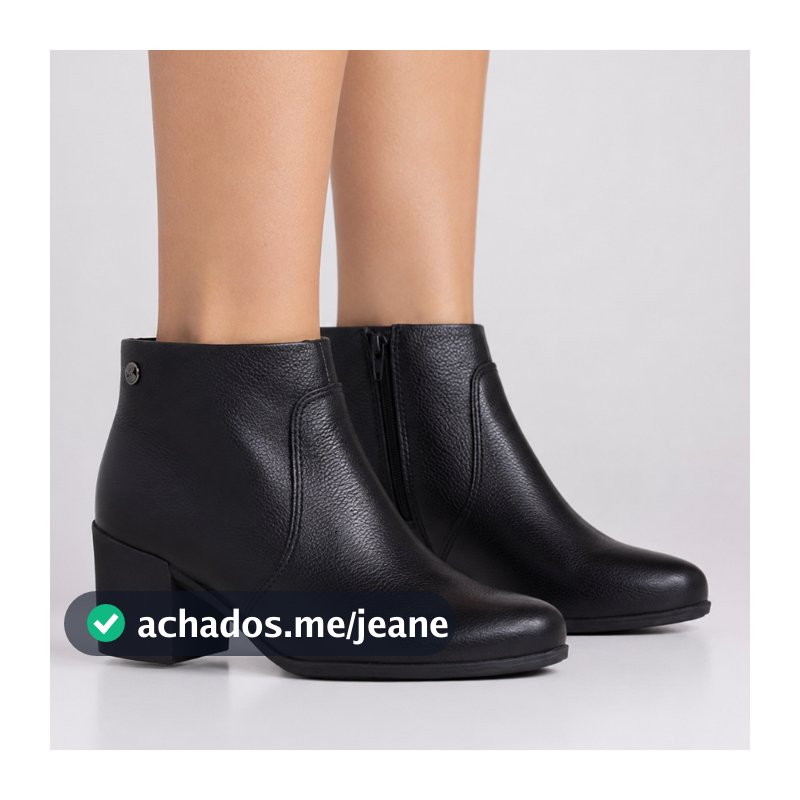 Bota Feminina Couro Cano Curto Burnish Bottero Original Salto 6cm Confortável Elegante