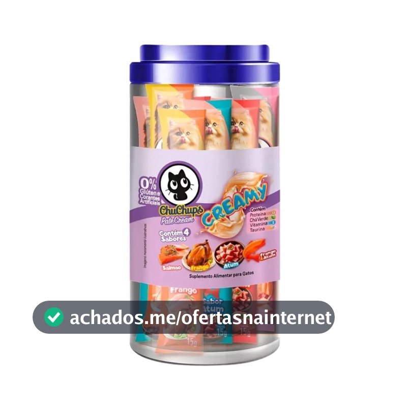 Petisco Para Gatos ChuChups Cream Pote Sortido com 24 Tubos