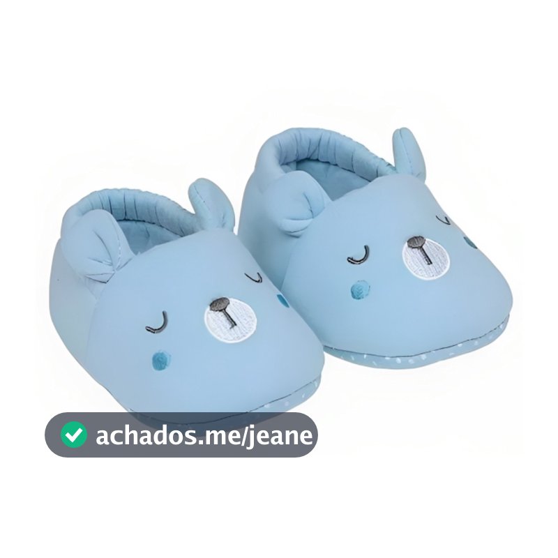 Pantufa Infantil Urso Azul Bebês Antiderrapante 18 A 24 Meses 17019 - Buba