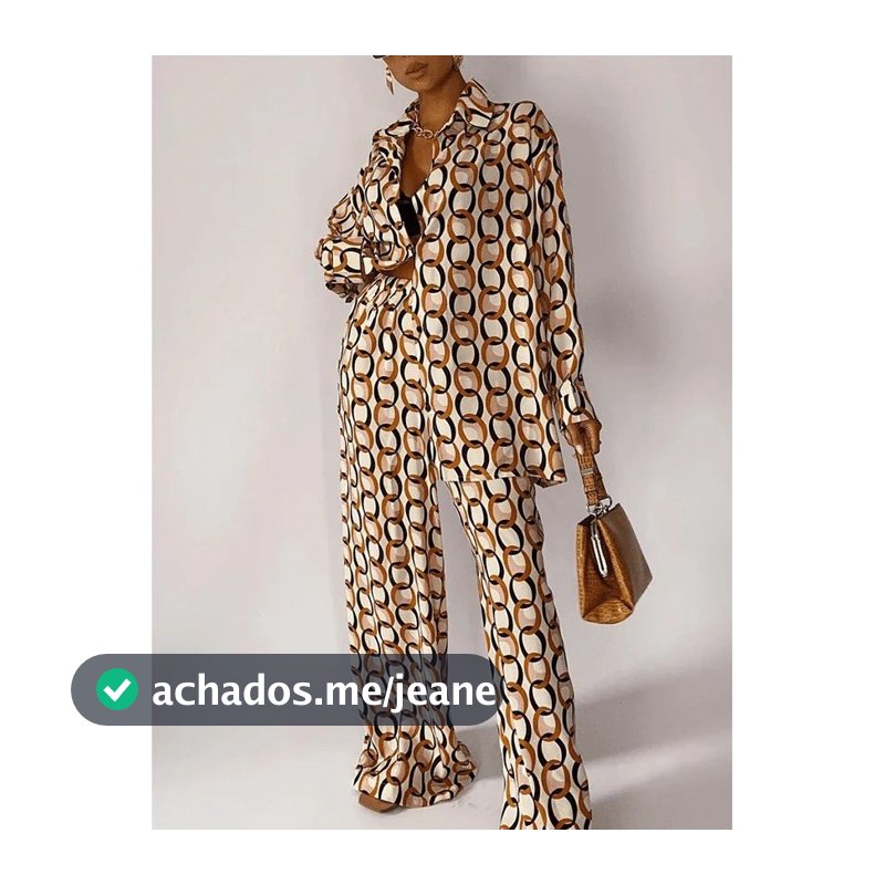 Conjunto De Duas Peças Estampado Europeu E Americano Primavera Outono Feminino Nova Moda Impressa Camisa Solta Calças Re
