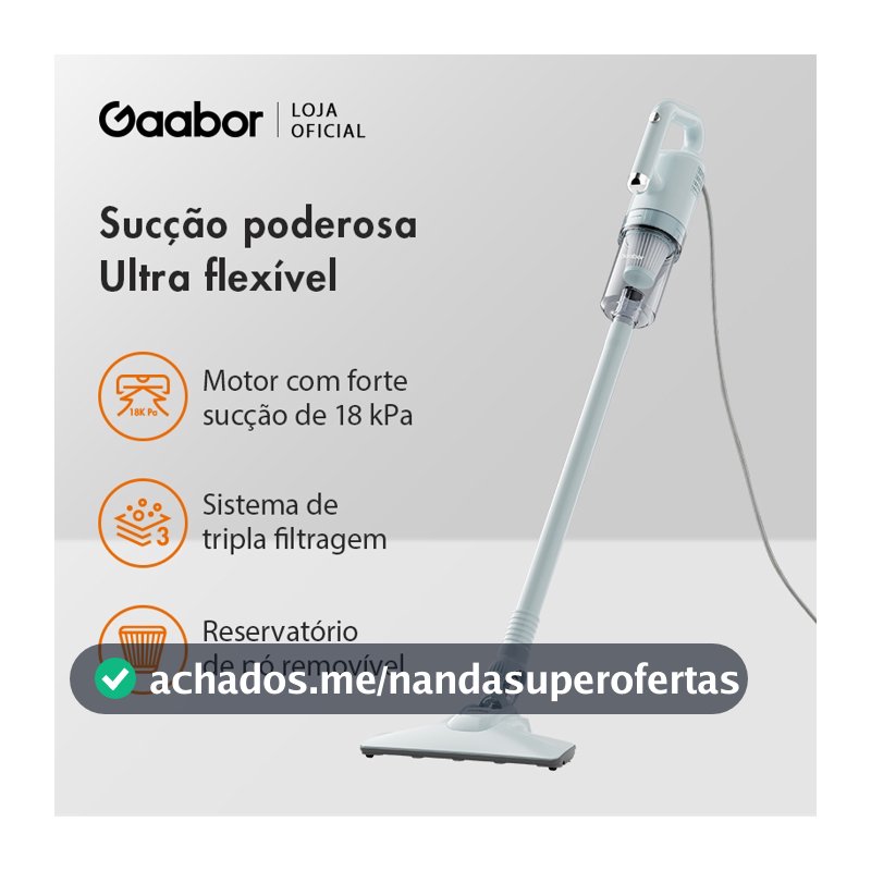 Gaabor Aspirador 2 em 1 18000Pa Forte Sucção Silencioso Fácil Guardar CW-18M02A