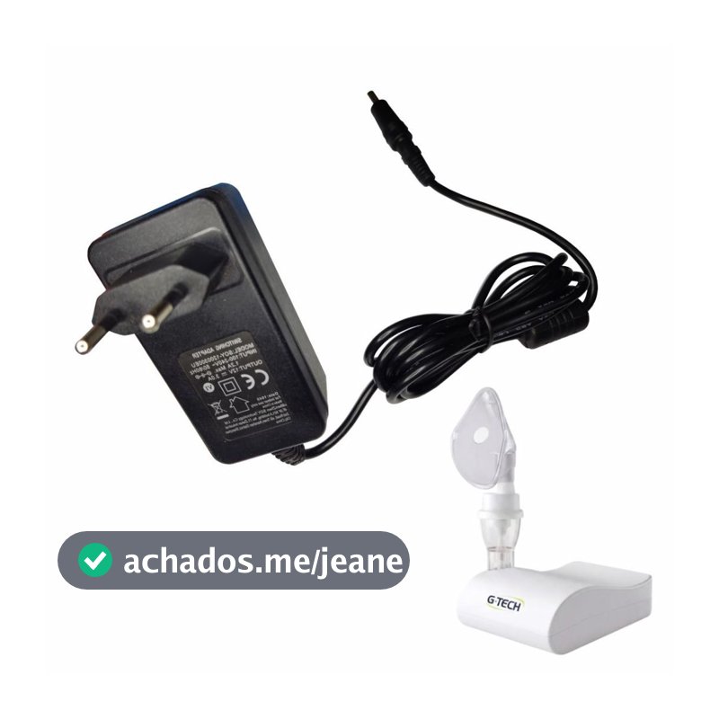 Fonte Para Nebulizador G-Tech DC1 Compact Inalador - Bivolt ( Cabo De Força / Cabo De Energia / Carregador ) - R1027