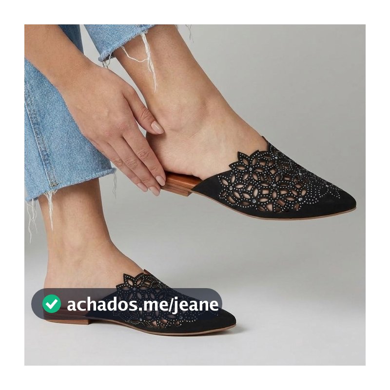 Mule Rasteirinha Feminino Elegante Lançamento Rotifix Flor Sapato Bico Fino Ref.08
