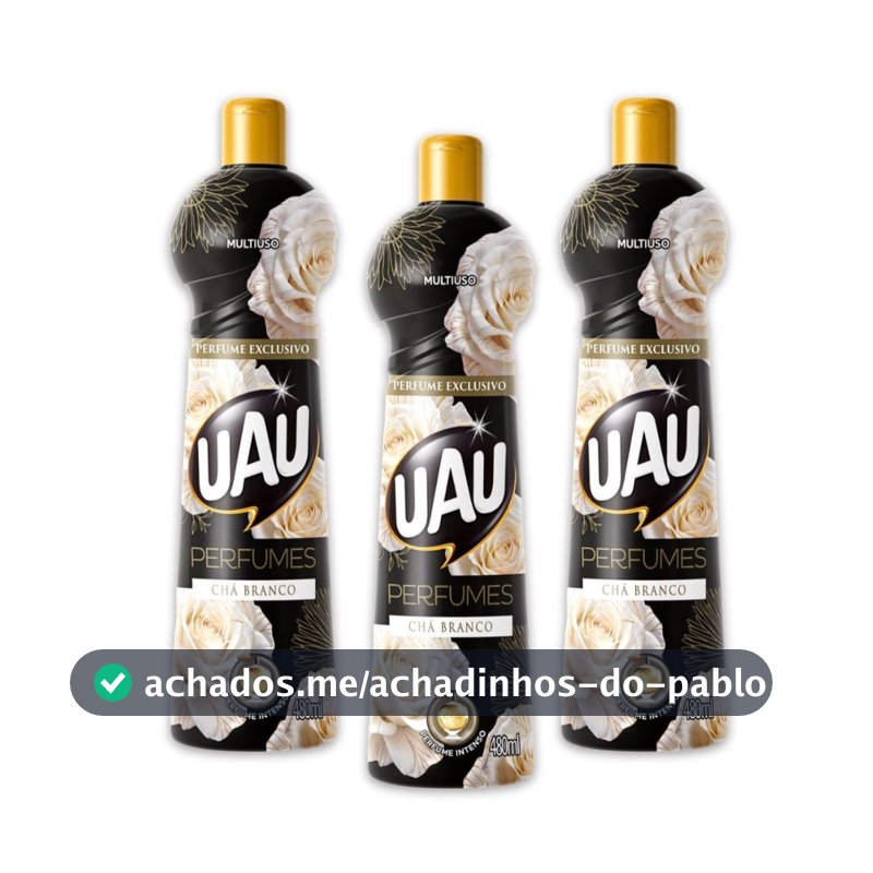 Kit 3un Multiuso 480ml UAU Ingleza Perfume Chá Branco Limpador