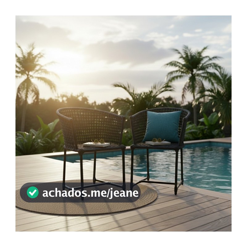 Kit Requinte 2 Poltronas corda náutica em ferro decoração piscina e externo