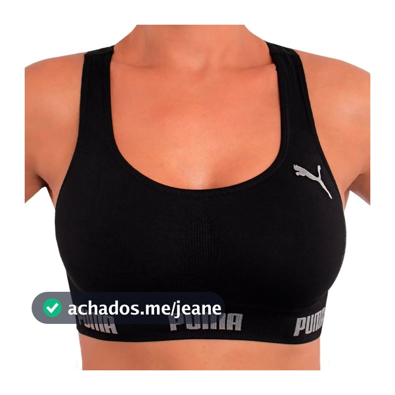 Top Puma Feminino Sem Bojo e Costura Fitness Academia Alta Sustentação Nadador Confortável Original