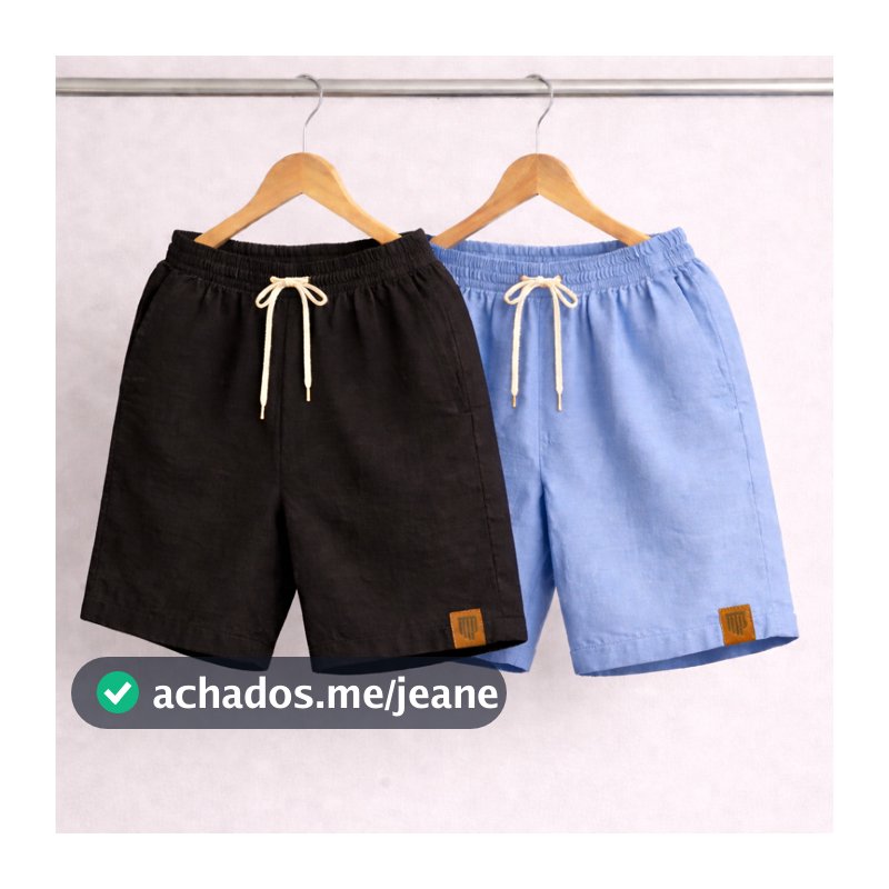Shorts Masculinos em Linho Kit com 2 Peças Leves e Confortáveis para Uso Diário
