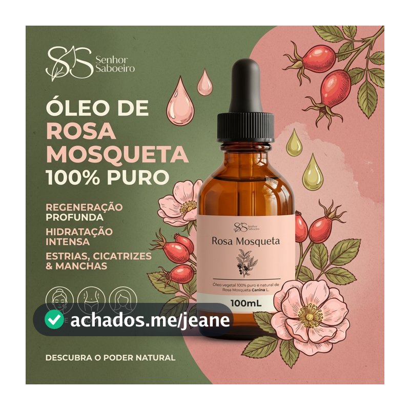 Óleo Rosa Mosqueta 100% Puro Vegetal Anti Estrias Celulites Clareador Manchas Pele