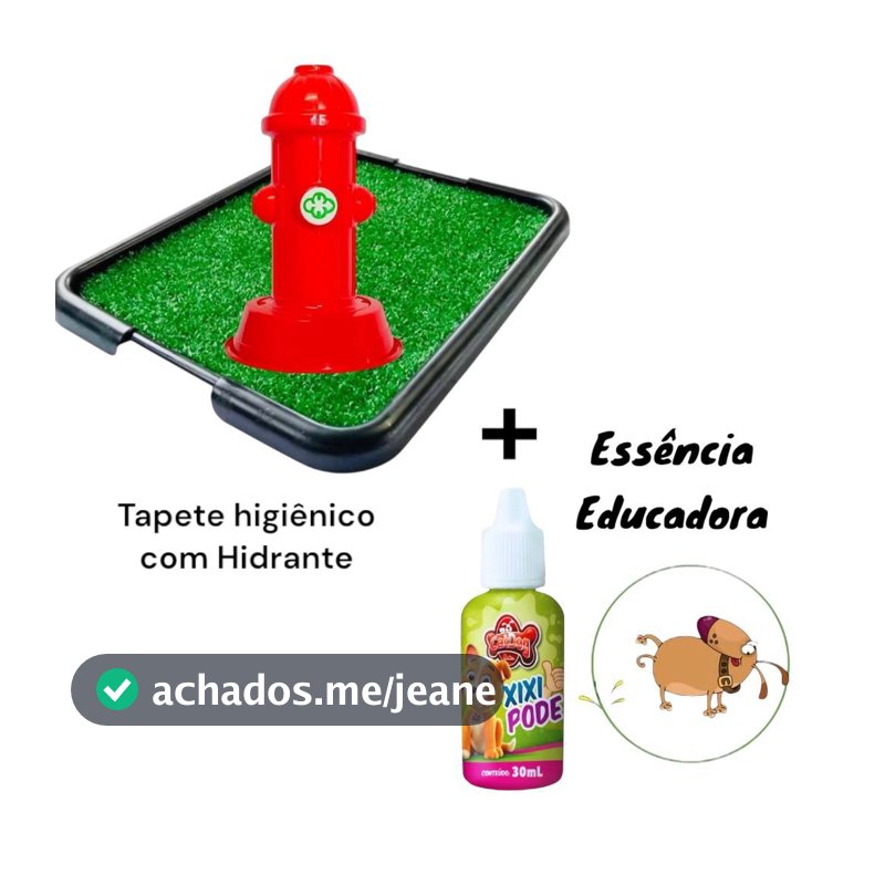 Kit Adestramento Cachorro Cão: Tapete Higiênico Grama + Hidrante + Xixi Pode 30Ml
